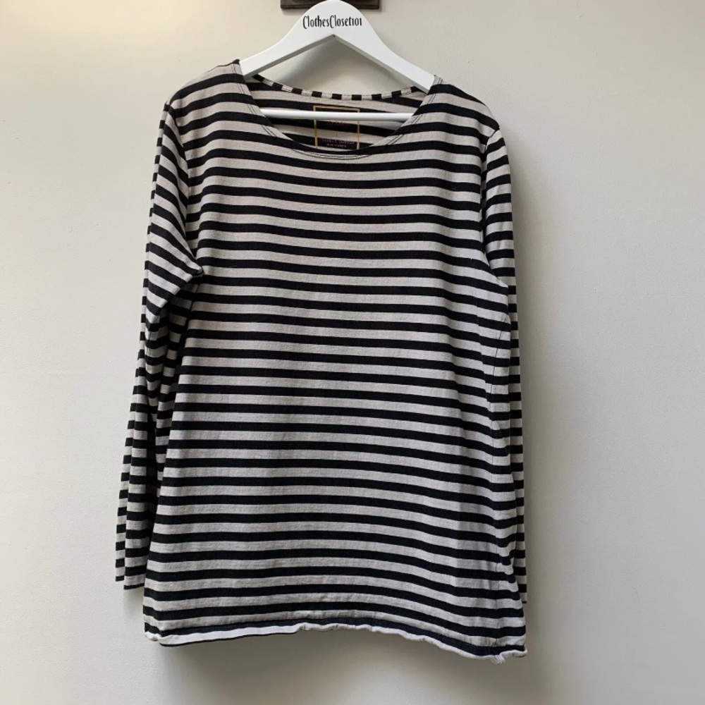Gudrun Sjoden Top Size Large Striped Long Sleeve 100% Organic Cotton - Picture 1 of 9
